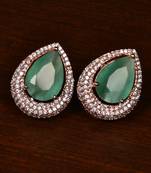 Rose Gold Plated American Diamond and Mint Stone Embellished Stud 216ED417