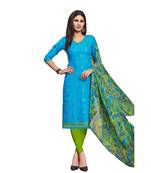 Sky-blue embroidered jacquard salwar