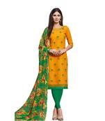 Mustard embroidered jacquard salwar