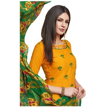 Mustard embroidered jacquard salwar 3
