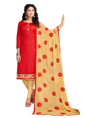 Red plain cotton salwar 1