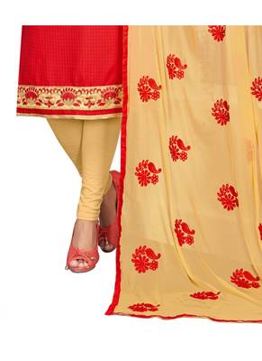 Red plain cotton salwar 3