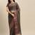 Brown plain pure chiffon saree with blouse
