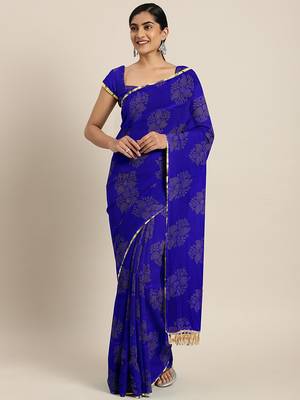 Multicolor printed georgette saree with blouse 1