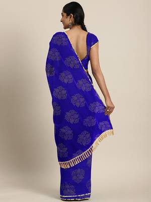 Multicolor printed georgette saree with blouse 2