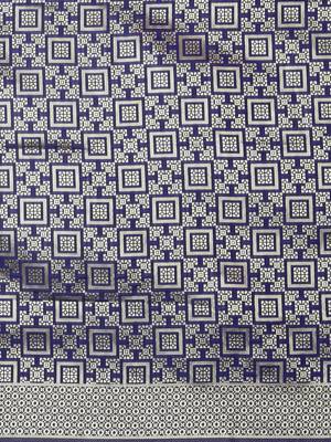 Navy blue woven silk blend saree with blouse 5