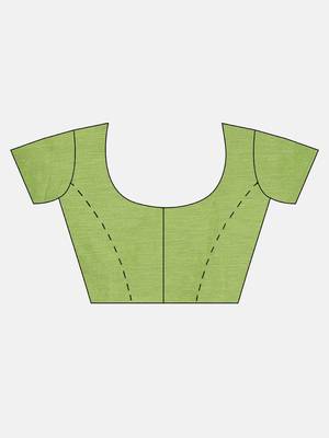Green embroidered chanderi saree with blouse 3