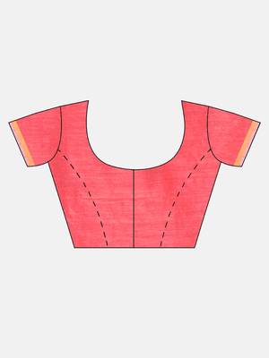 Peach embroidered chanderi saree with blouse 3