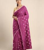 Purple woven chanderi saree with blouse