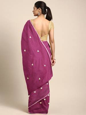 Purple woven chanderi saree with blouse 2