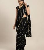 Black printed georgette saree with blouse