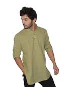 Green plain khadi men-kurtas