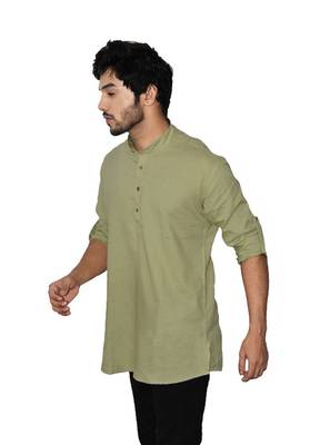 Green plain khadi men-kurtas 2