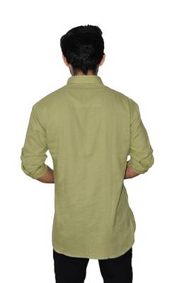 Green plain khadi men-kurtas 3