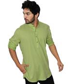 Green plain khadi men-kurtas