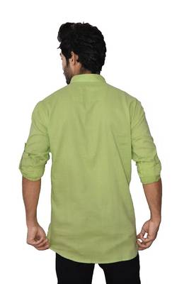Green plain khadi men-kurtas 3