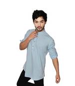 Blue plain khadi men-kurtas