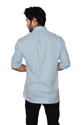 Blue plain khadi men-kurtas 3