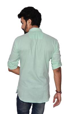 Green plain khadi men-kurtas 3