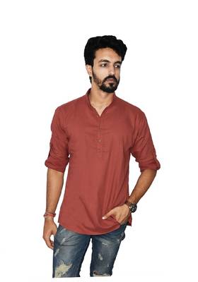 Maroon plain khadi men-kurtas 1