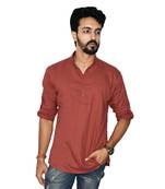 Maroon plain khadi men-kurtas