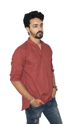 Maroon plain khadi men-kurtas 2