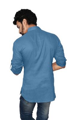 Blue plain khadi men-kurtas 2
