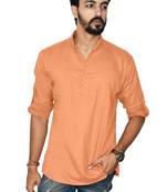 Orange plain khadi men-kurtas