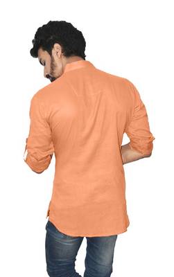 Orange plain khadi men-kurtas 2