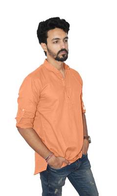Orange plain khadi men-kurtas 3