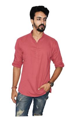 Brown plain khadi men-kurtas 1
