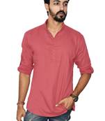 Brown plain khadi men-kurtas