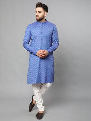 Blue plain polyester kurta-sets 1