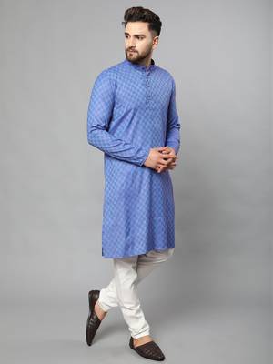 Blue plain polyester kurta-sets 2