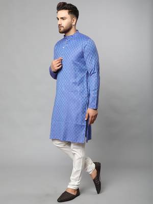 Blue plain polyester kurta-sets 3