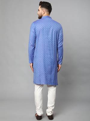 Blue plain polyester kurta-sets 4