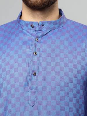 Blue plain polyester kurta-sets 5