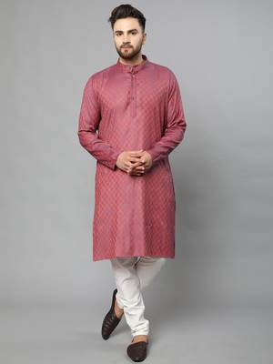 Red plain polyester kurta-sets 1