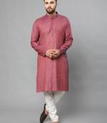Red plain polyester kurta-sets