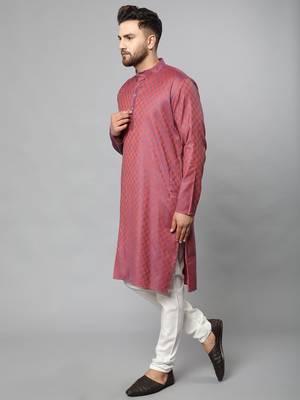 Red plain polyester kurta-sets 3