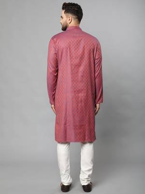 Red plain polyester kurta-sets 4