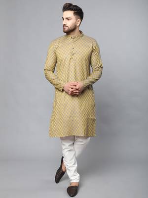 Mustard plain polyester kurta-sets 1