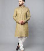 Mustard plain polyester kurta-sets