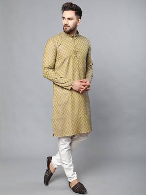 Mustard plain polyester kurta-sets 2
