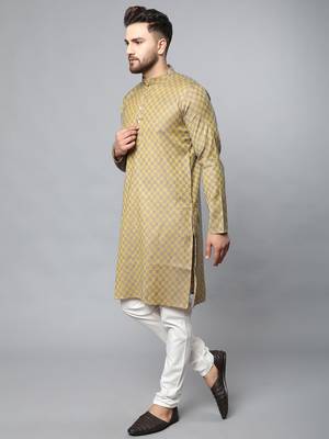 Mustard plain polyester kurta-sets 3