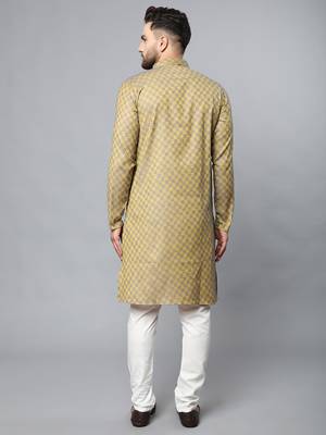 Mustard plain polyester kurta-sets 4