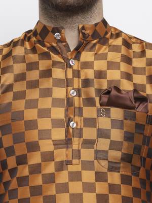 Orange plain polyester kurta-sets 5