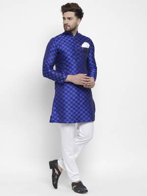 Blue plain polyester kurta-sets 2