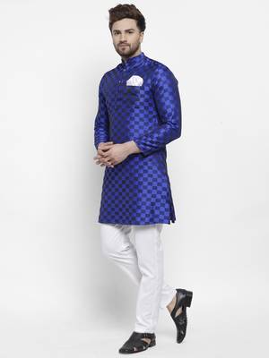 Blue plain polyester kurta-sets 3