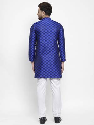 Blue plain polyester kurta-sets 4